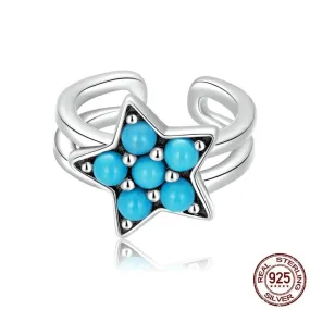 1PC Turquoise Star Ear Cuff - 925 Sterling Silver