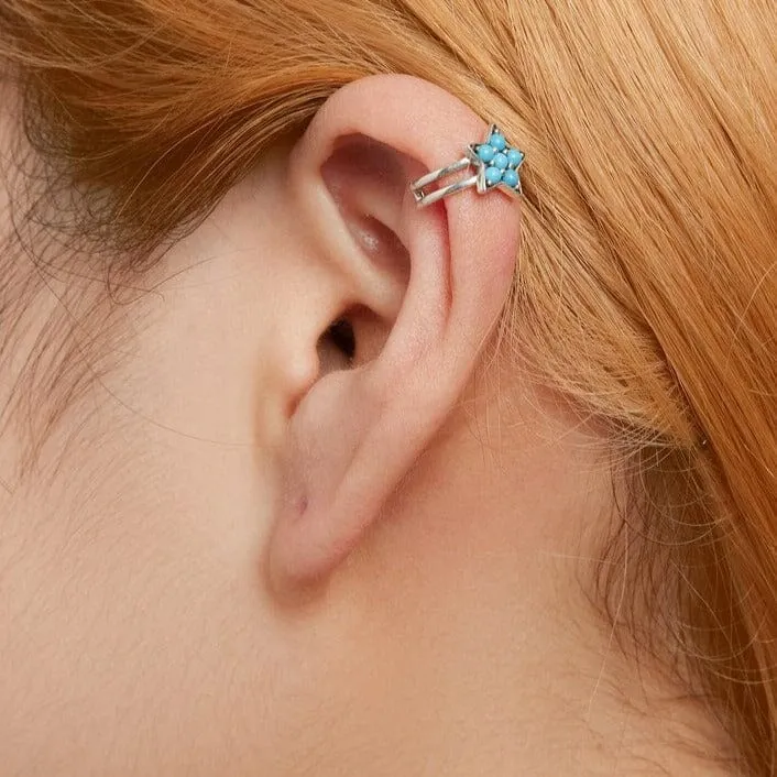 1PC Turquoise Star Ear Cuff - 925 Sterling Silver