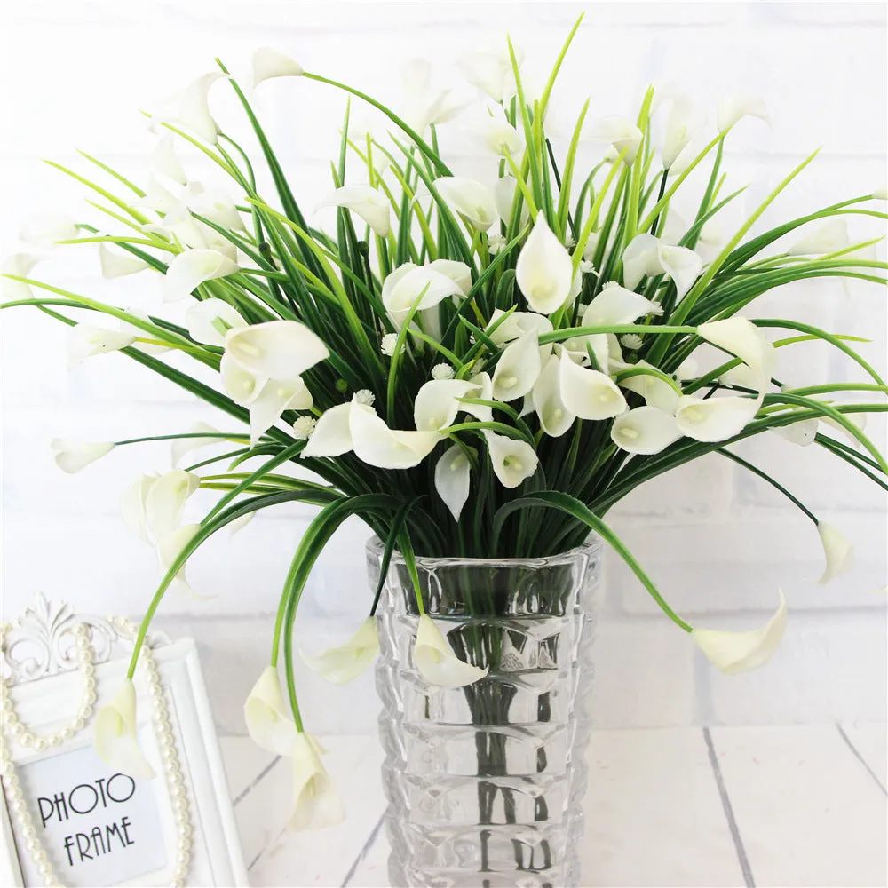 25 Heads Artificial Calla with Silk Leaf Bouquet