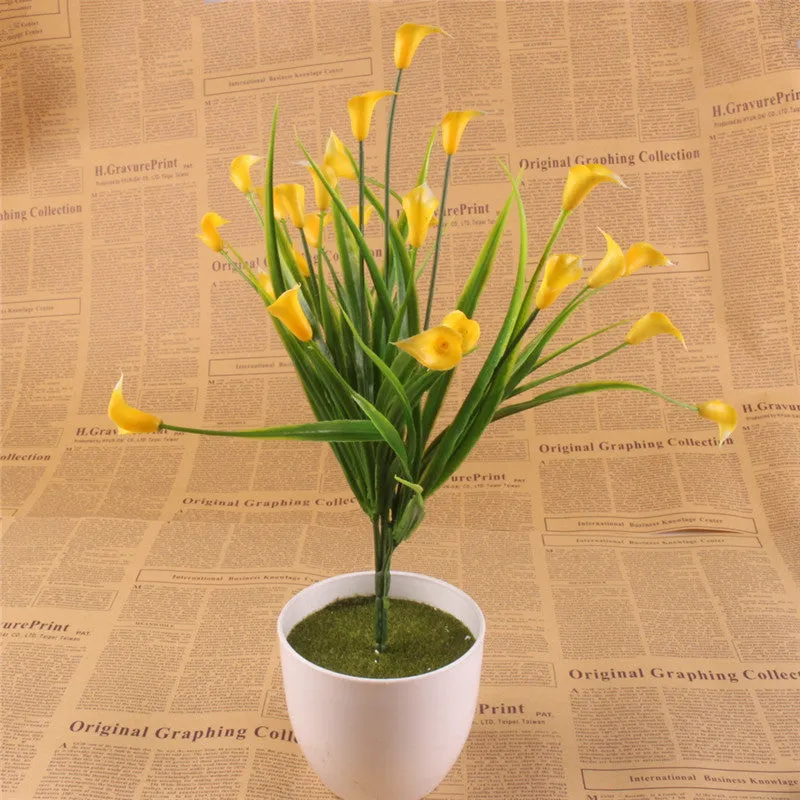 25 Heads Artificial Calla with Silk Leaf Bouquet