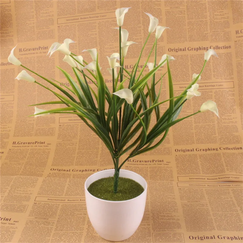 25 Heads Artificial Calla with Silk Leaf Bouquet