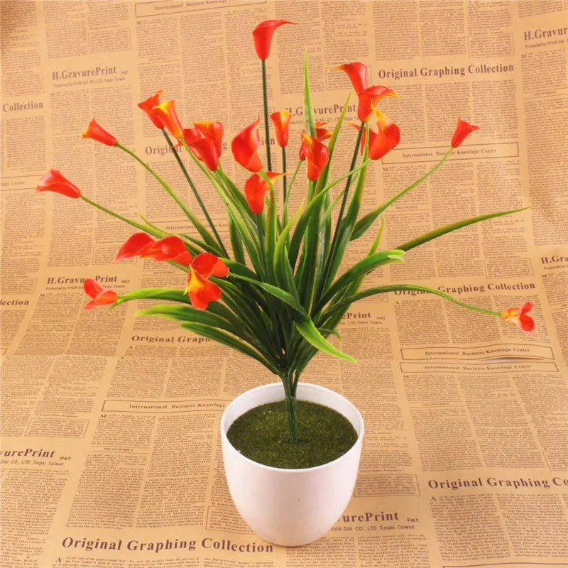 25 Heads Artificial Calla with Silk Leaf Bouquet