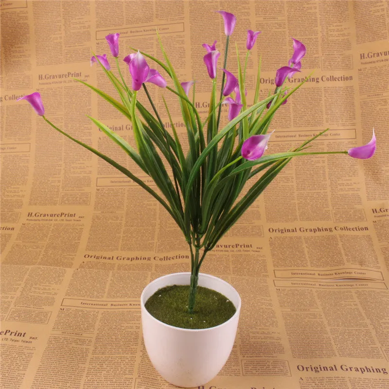 25 Heads Artificial Calla with Silk Leaf Bouquet