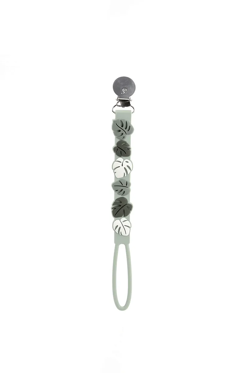 Beadless Pacifier Clip - Monstera