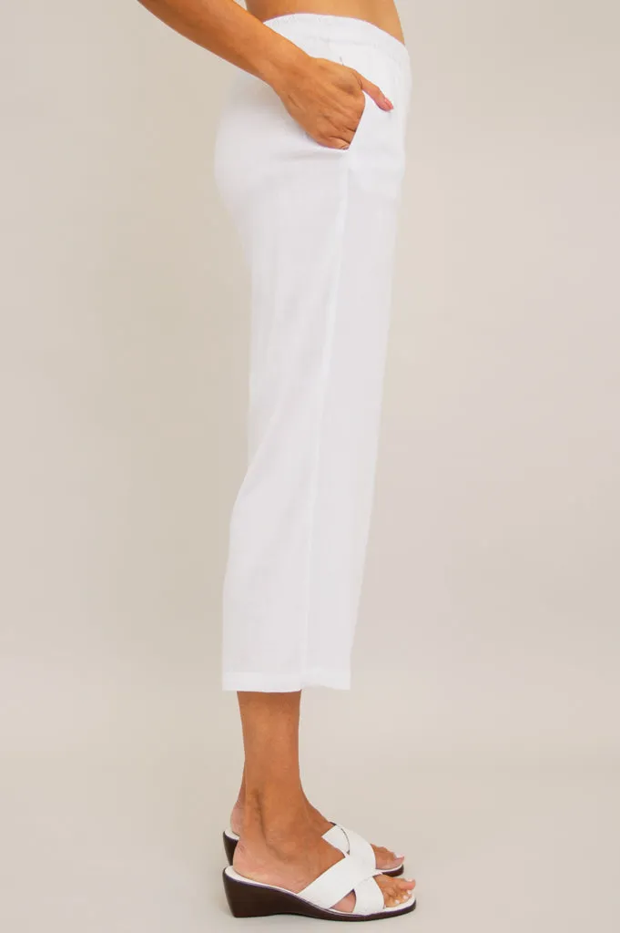 Bella Capri Pant, White, Linen Bamboo