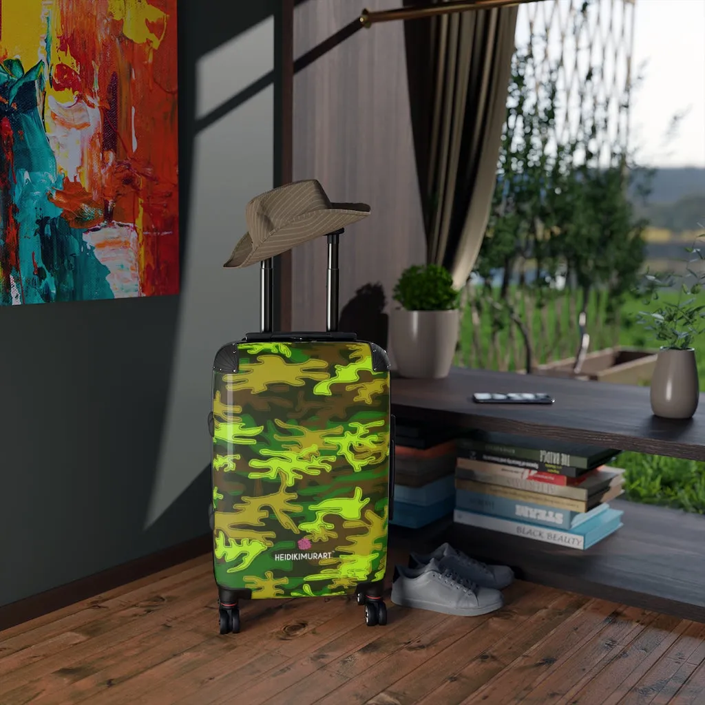 Best Green Camo Cabin Suitcase, Carry On Luggage With 2 Inner Pockets & Built in TSA-approved Lock With 360° Swivel