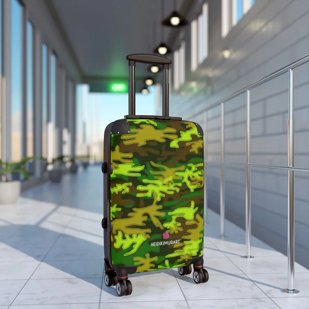 Best Green Camo Cabin Suitcase, Carry On Luggage With 2 Inner Pockets & Built in TSA-approved Lock With 360° Swivel