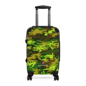 Best Green Camo Cabin Suitcase, Carry On Luggage With 2 Inner Pockets & Built in TSA-approved Lock With 360° Swivel