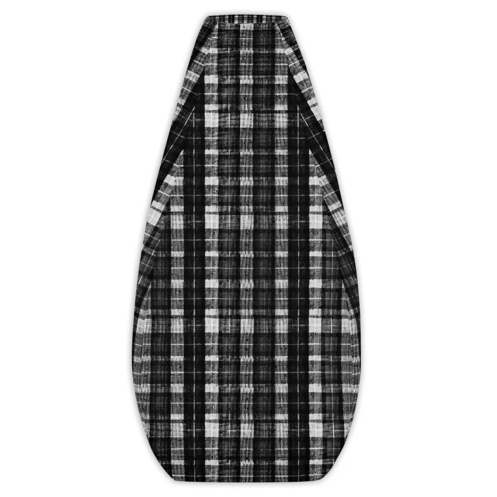 Black White Plaid Bean Bag, Tartan Print Water Resistant Polyester Sofa Bag - Made in EU