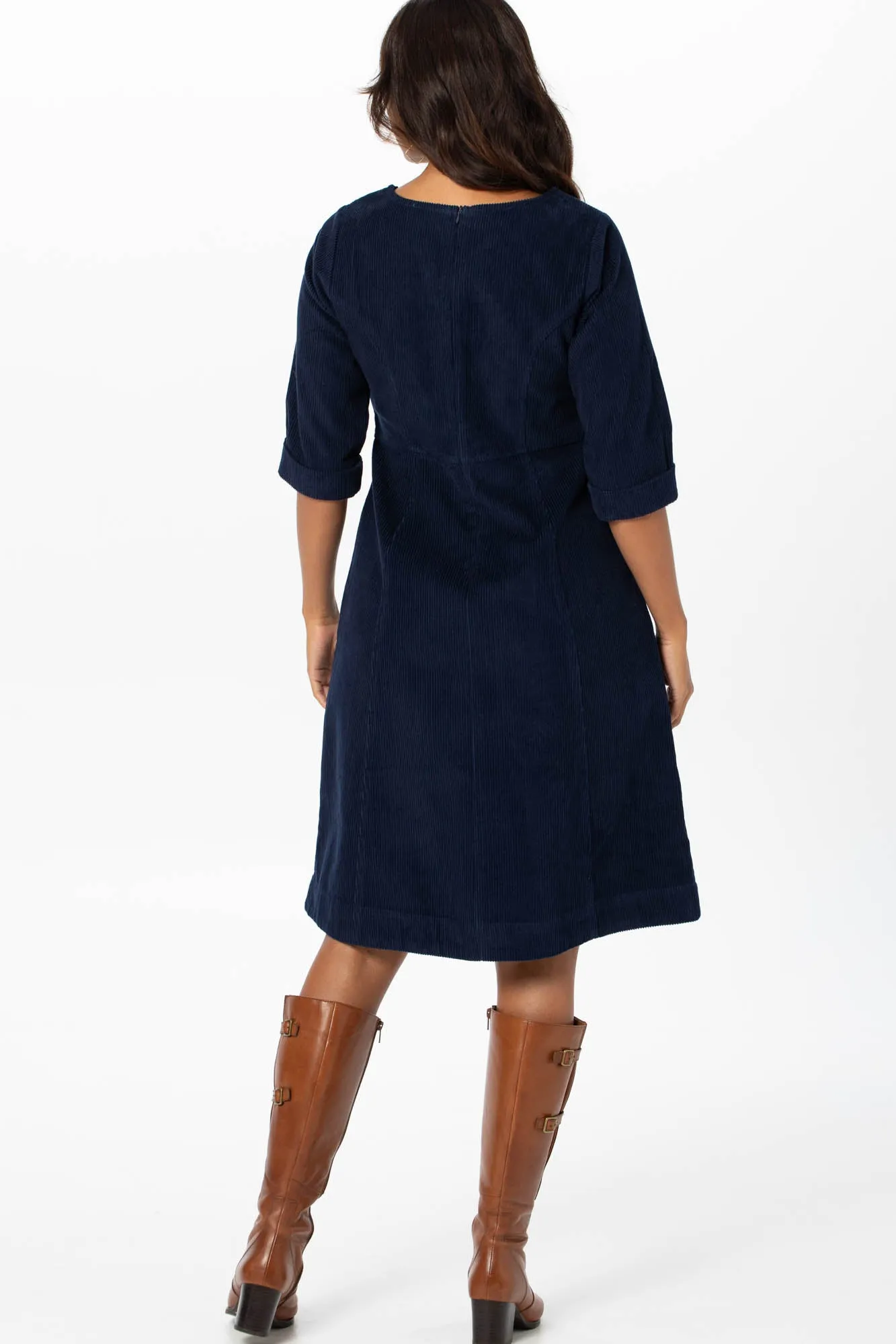 Bowie Dress Navy Corduroy