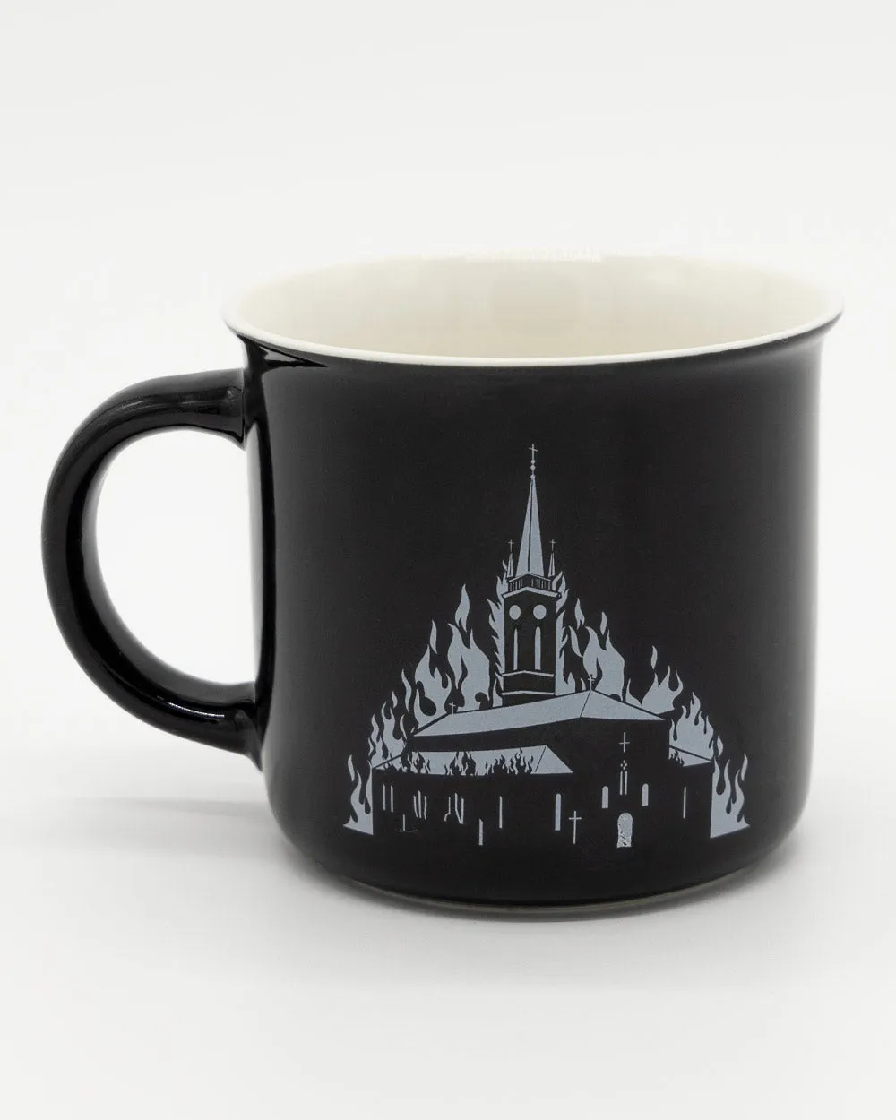 Burning Church Black Mug