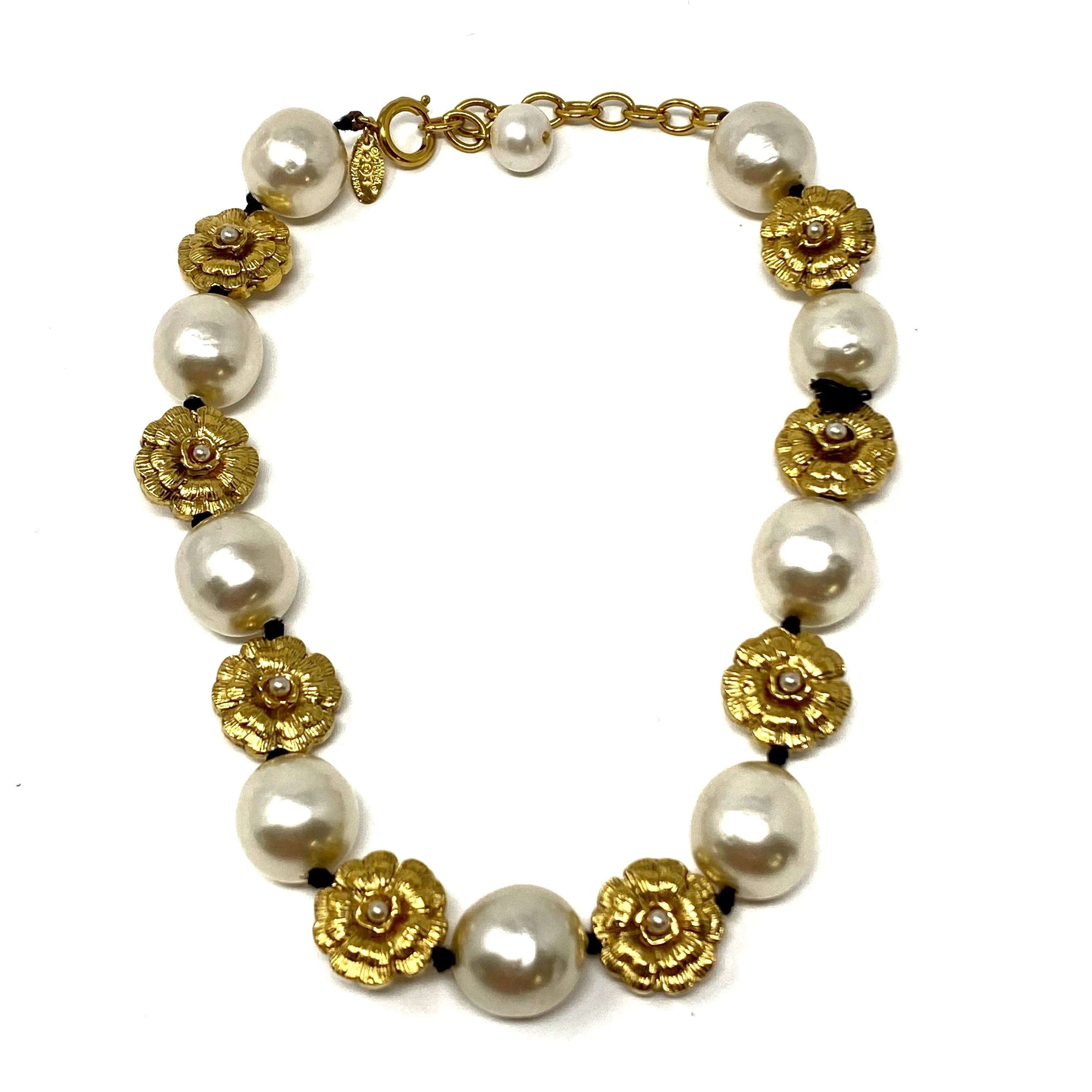 CHANEL Victoire de Castellane Gold Camellia Large Pearl Necklace