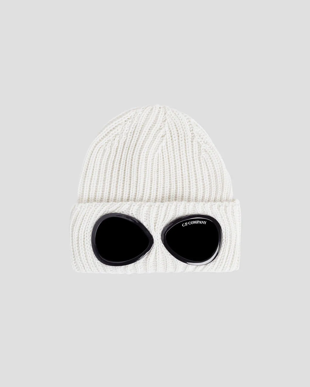 C.P. Company Merino Wool Goggle Beanie / Gauze White