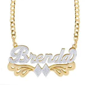 Double Plated Name Necklace Brenda with Cuban chain