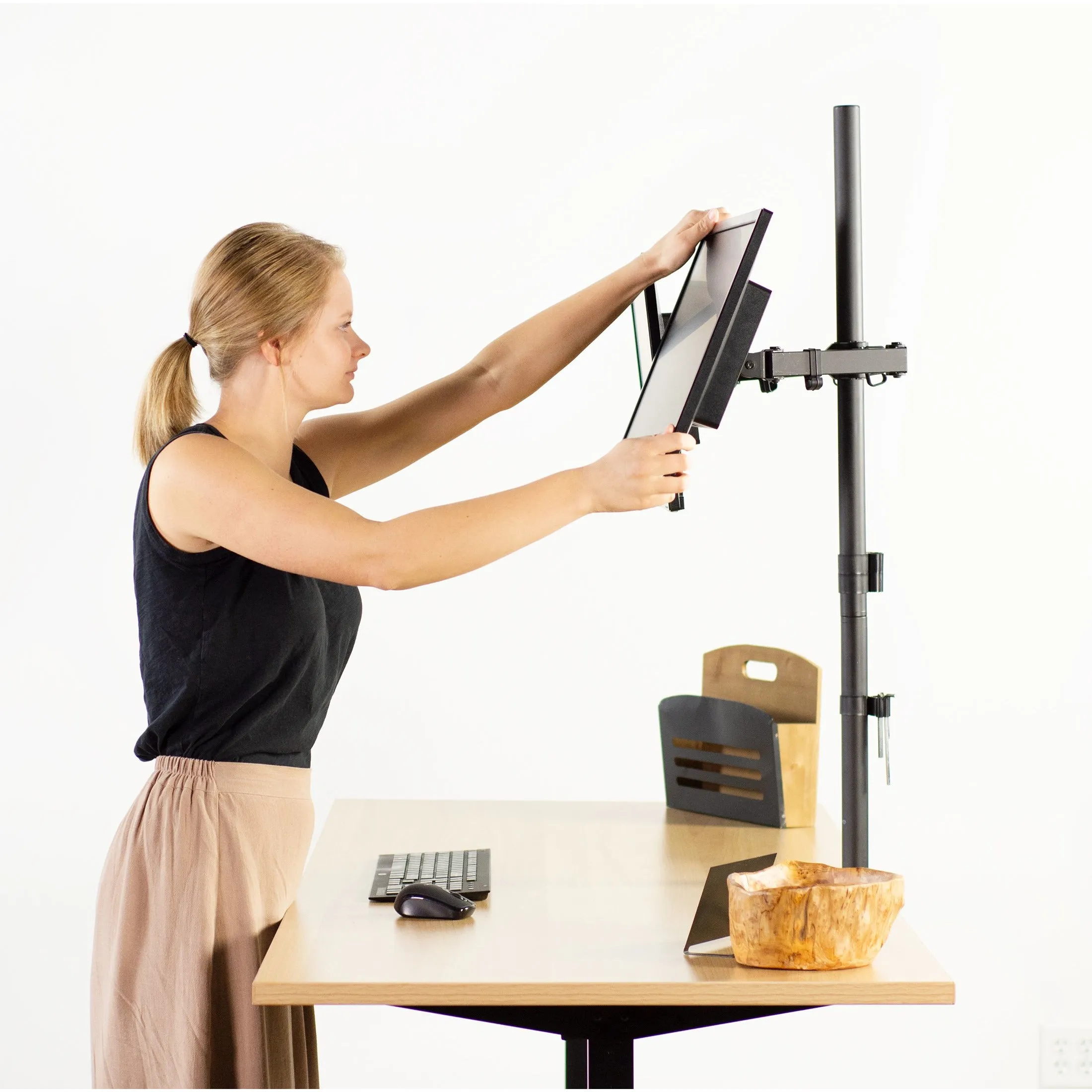 Extra Tall Dual Monitor Stand Up Desk Mount