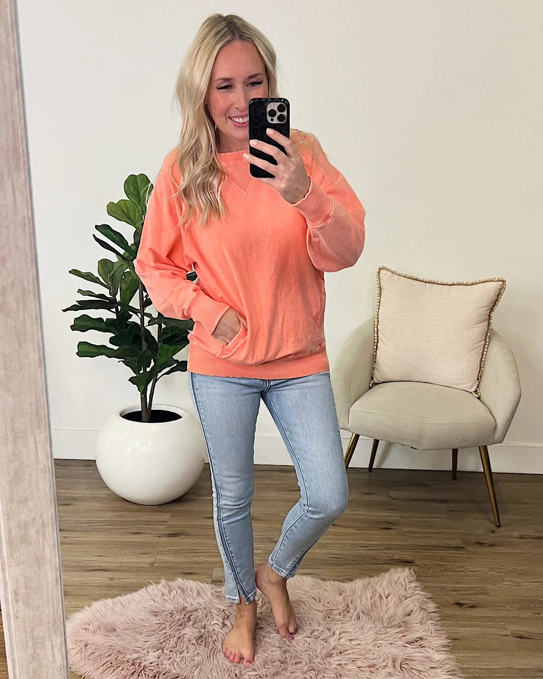 Girlfriend Crewneck Sweatshirt - Ash Coral