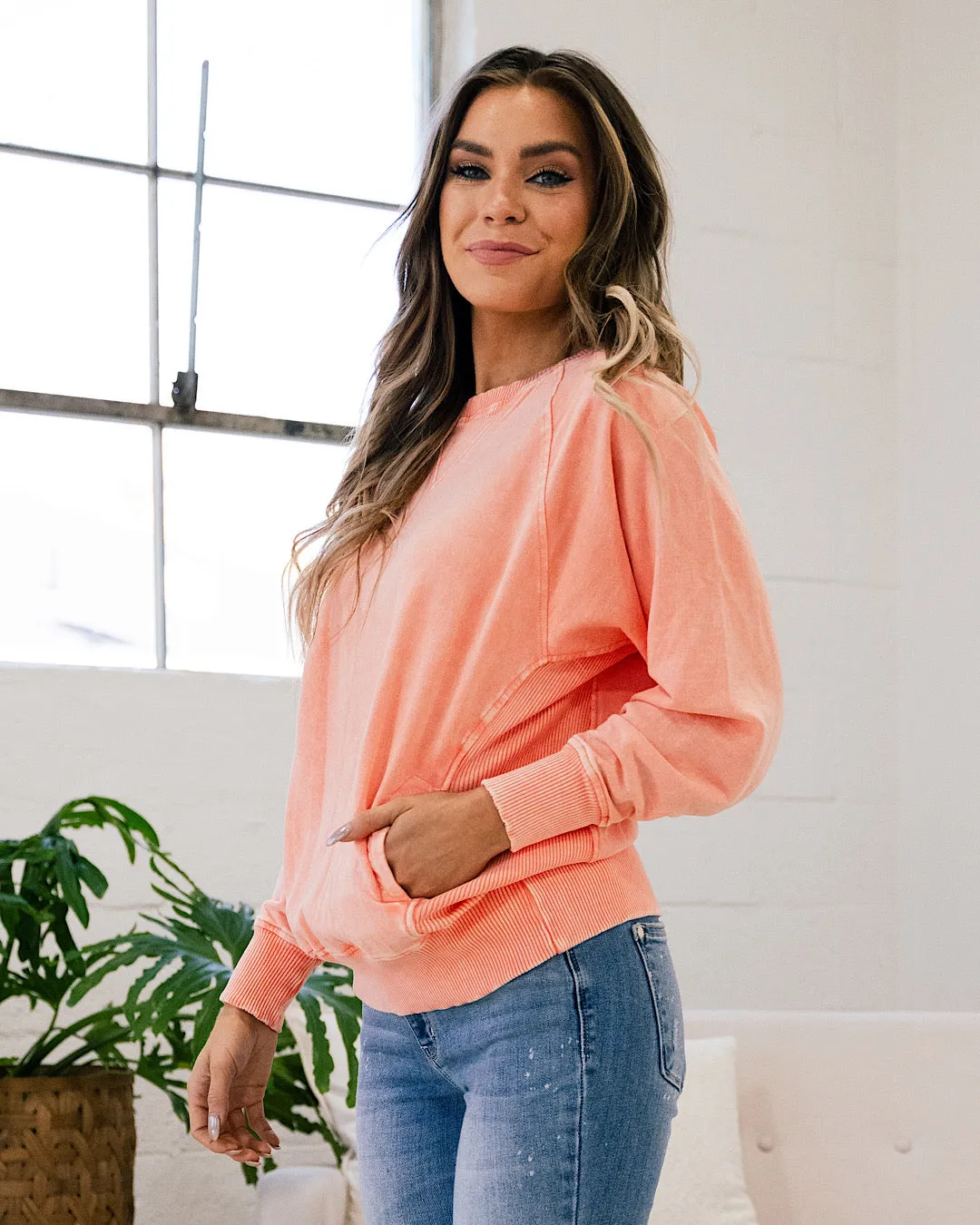 Girlfriend Crewneck Sweatshirt - Ash Coral