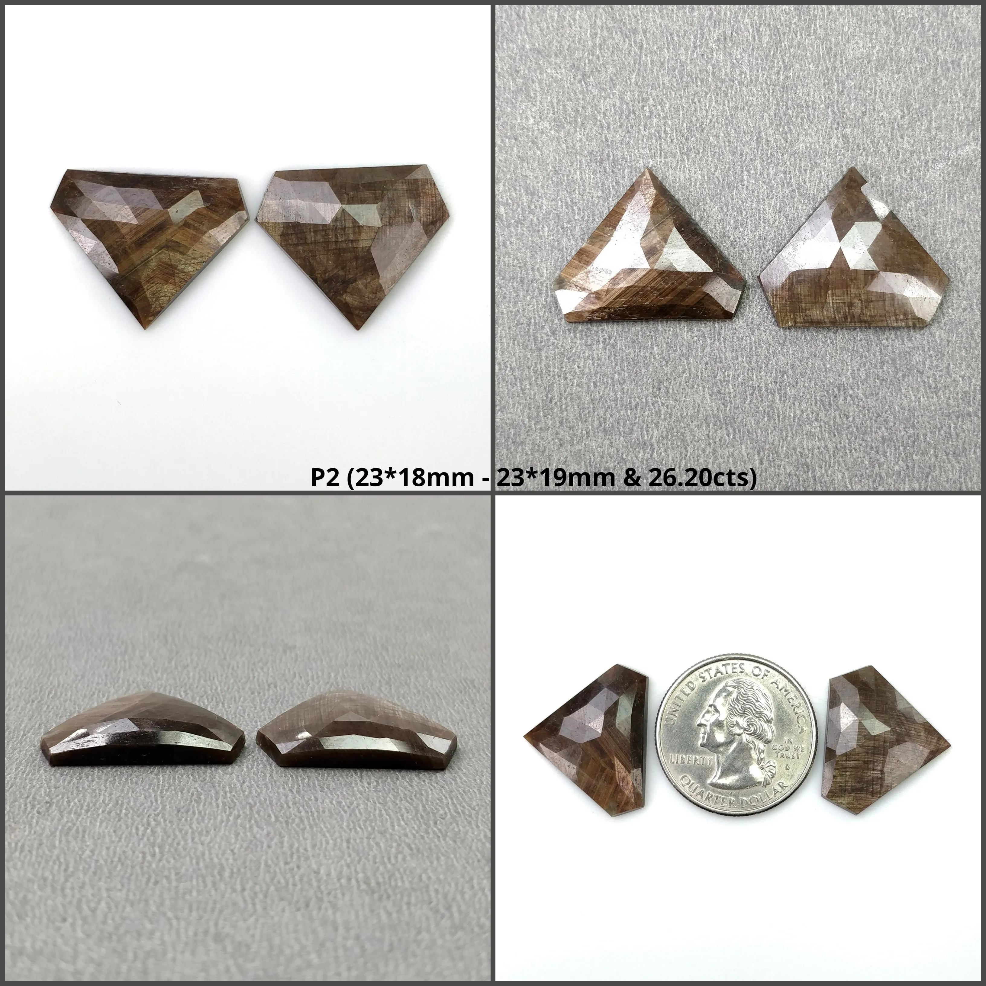 Golden Brown CHOCOLATE SAPPHIRE Gemstone Step And Rose Cut : Natural Untreated Sheen Sapphire Uneven Shape 2pcs Sets (With Video)