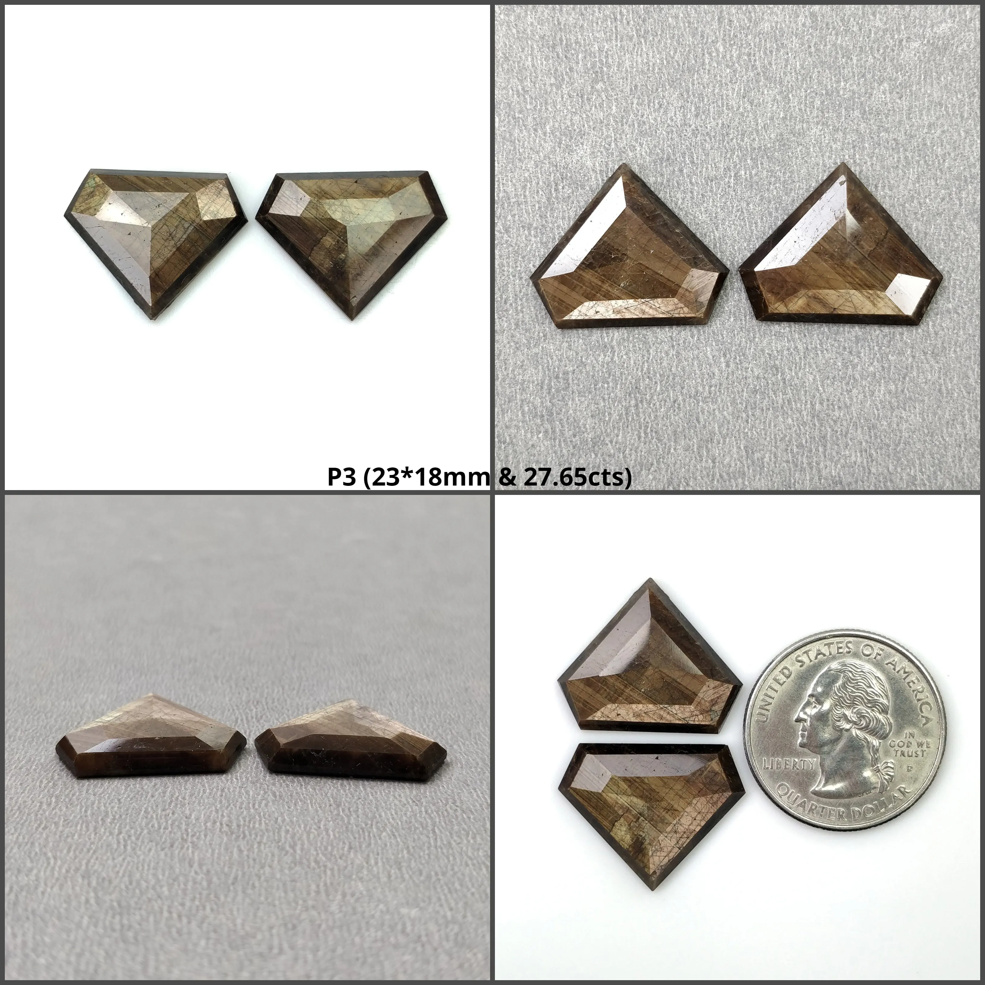 Golden Brown CHOCOLATE SAPPHIRE Gemstone Step And Rose Cut : Natural Untreated Sheen Sapphire Uneven Shape 2pcs Sets (With Video)