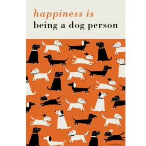 Happiness Dog Person Tea Towel - Orange