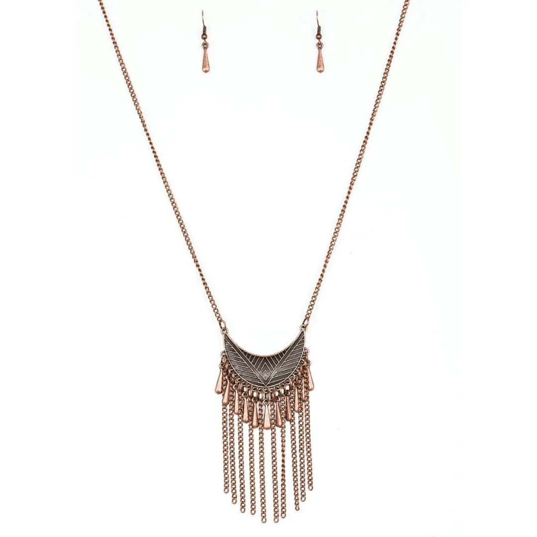 Happy is the Huntress Copper Necklace