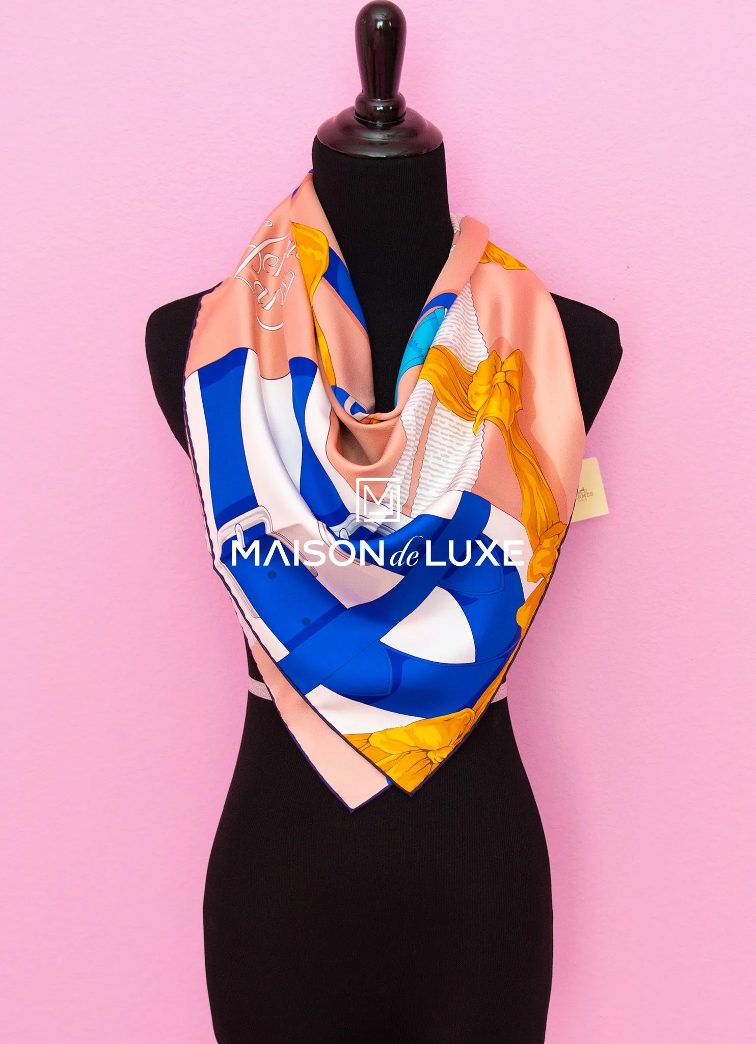 Hermes "Grand Manege Detail" Bois de Rose Twill Silk 90 cm Scarf