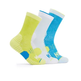 Hoka Crew Run Sock 3 Pack | Diva Blue/ice Water/evening Primrose