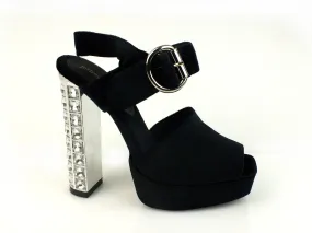 JEFFREY CAMPBELL Mitra-JLH tacco diamanti fibbia TESSUTO BLACK NERO JCS35JC218