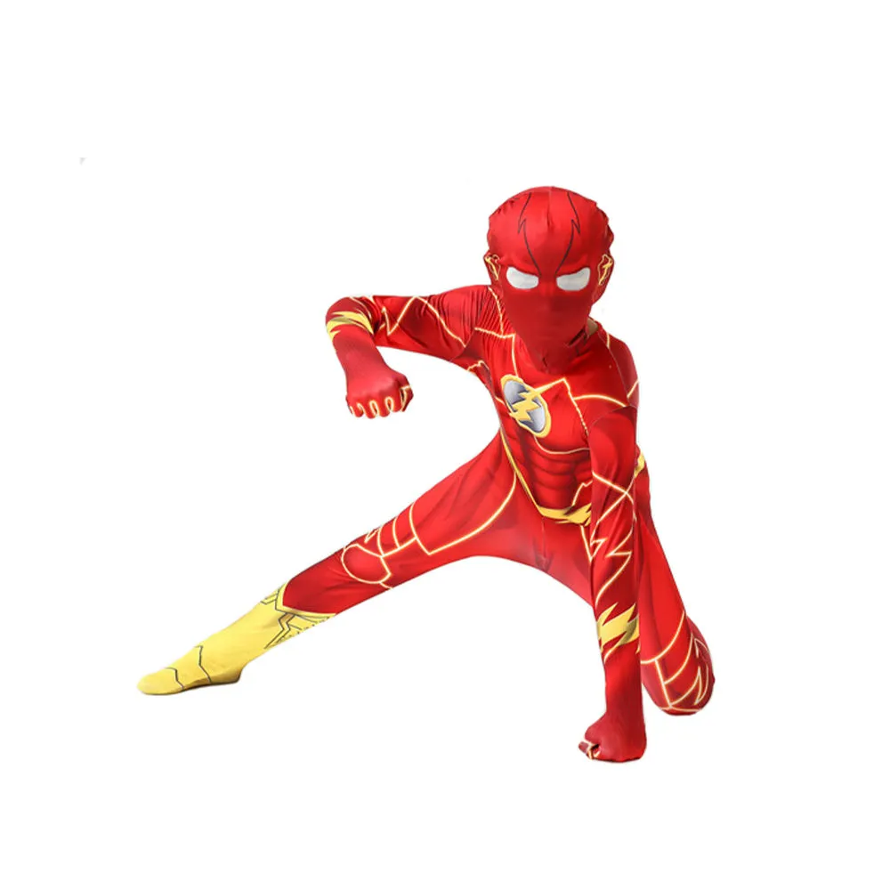 Kids Barry Allen Cosplay Costume Jumpsuit Outfits Halloween Carnival Suit