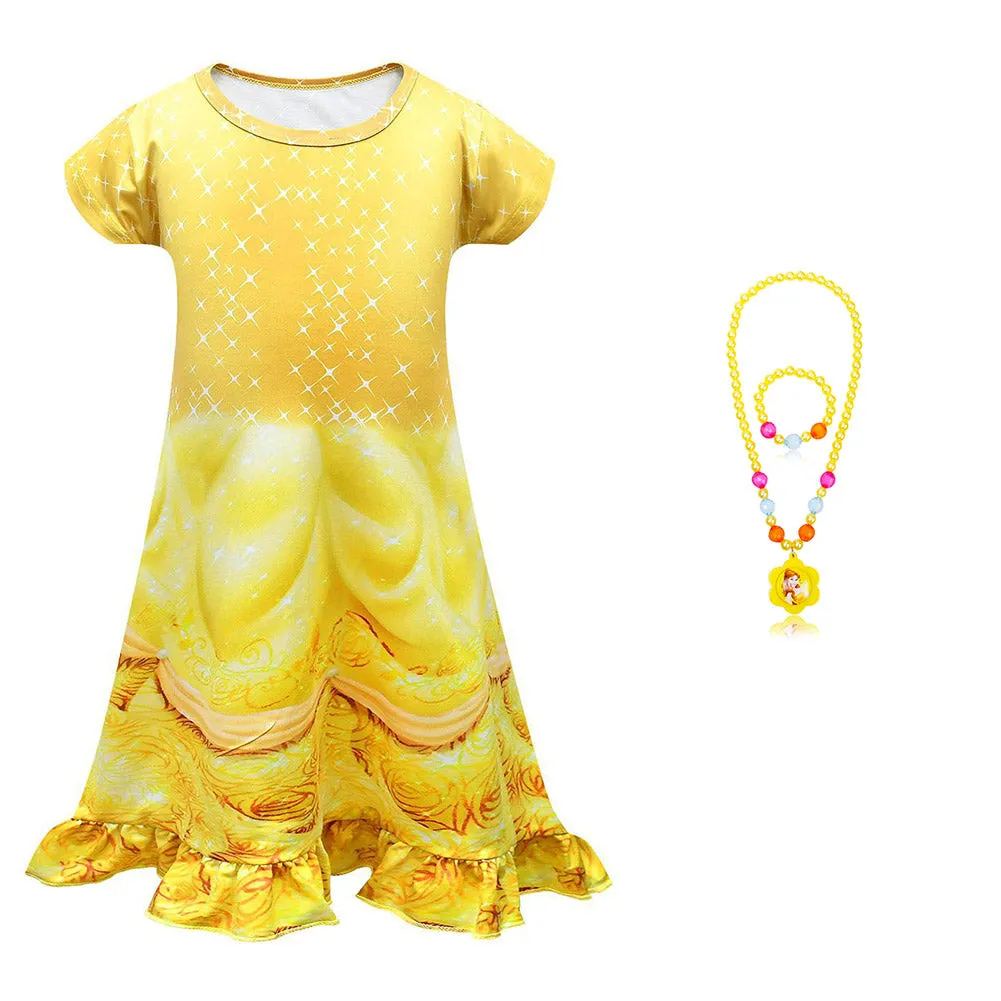 Kids Girls Beauty and the Beast Belle Cosplay Costume Outfits Halloween Carnival Suit