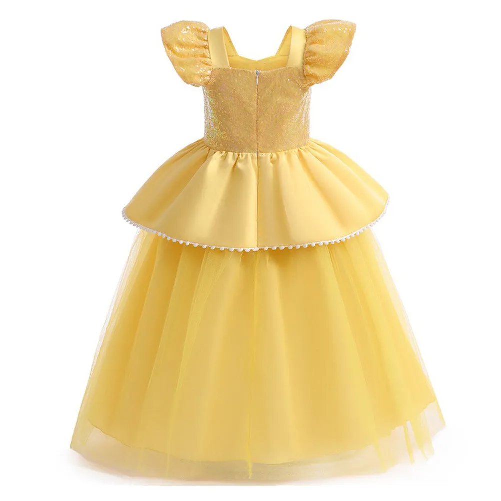 Kids Girls Belle Cosplay Costume Outfits Halloween Carnival Party Disguise Suit