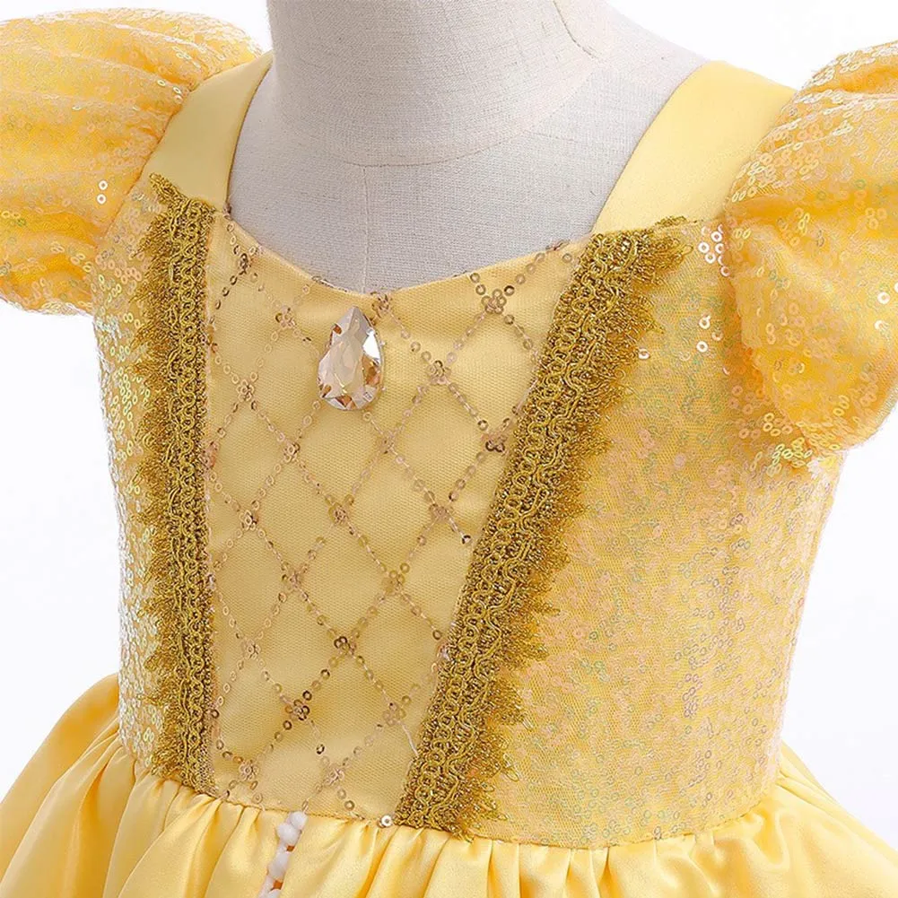 Kids Girls Belle Cosplay Costume Outfits Halloween Carnival Party Disguise Suit