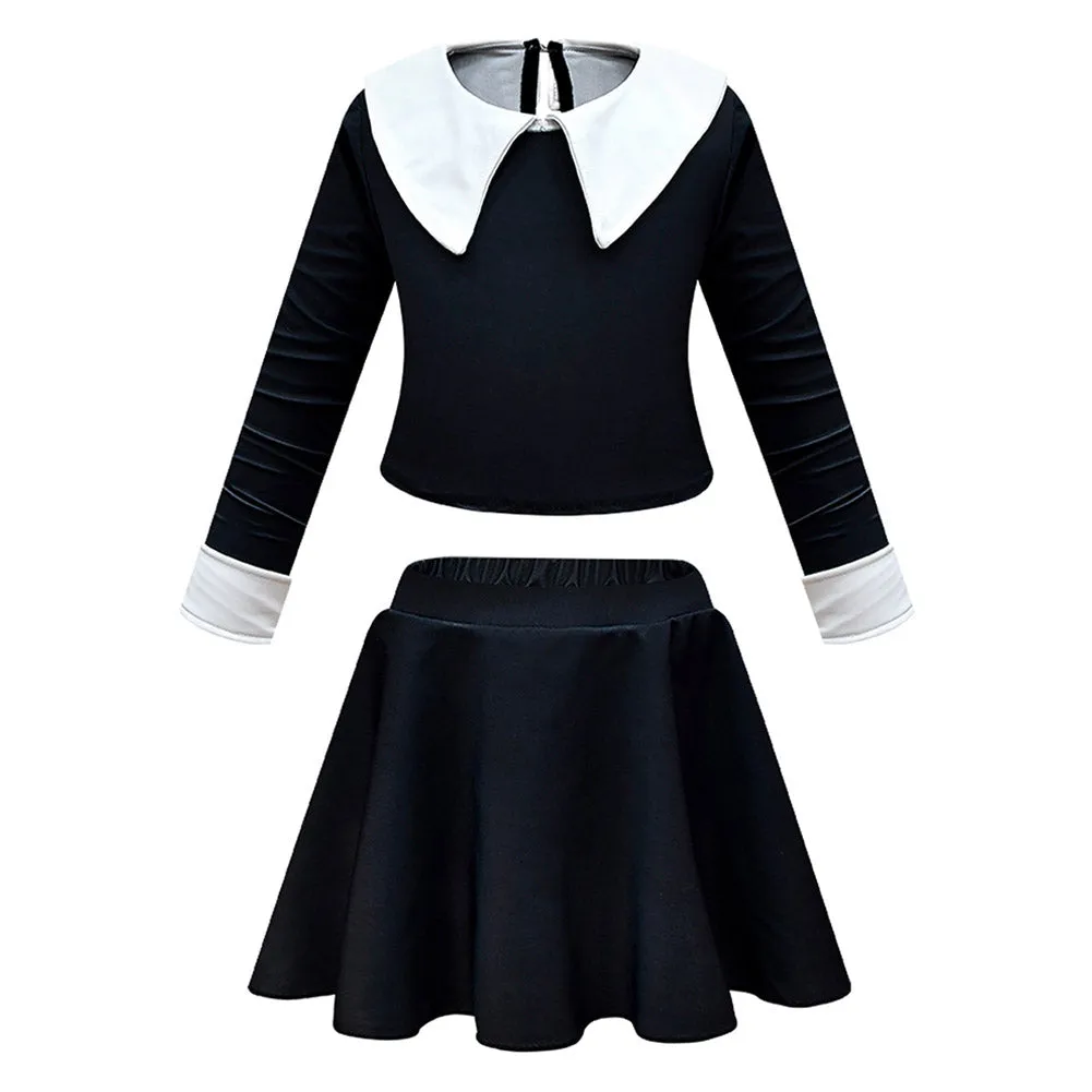 Kids Girls Wednesday Addams Goody Addams Cosplay Costume Dress  Outfits Halloween Carnival Suit