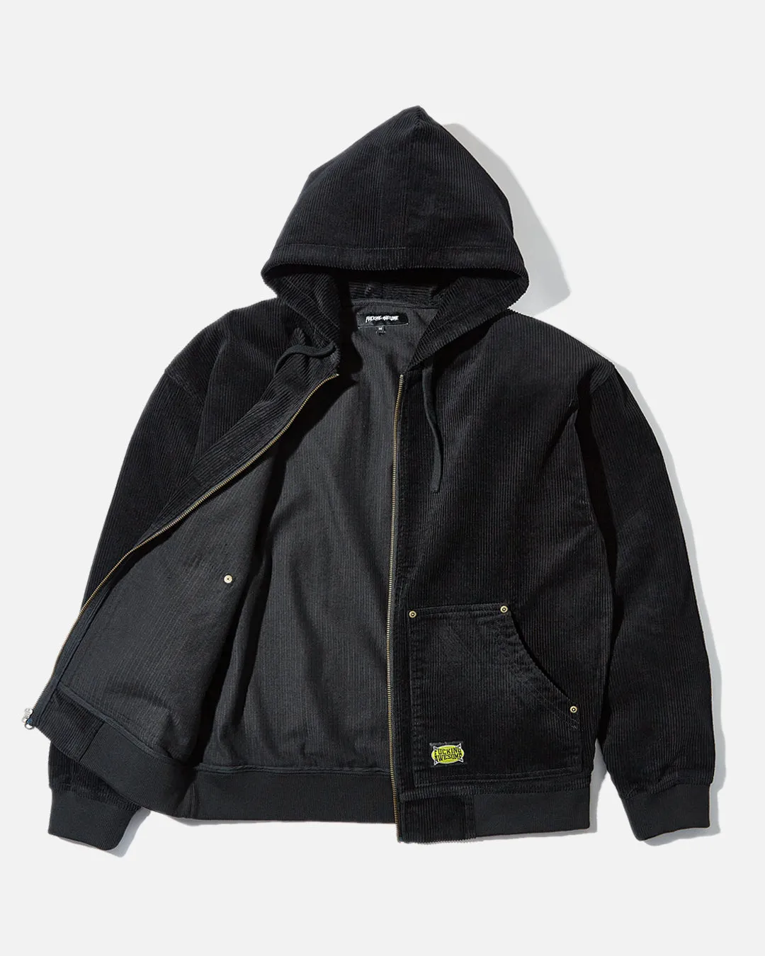 KO Corduroy Zipped Hoodie - Black