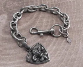 Link Hack Bracelet with Fleur De Lis Shield