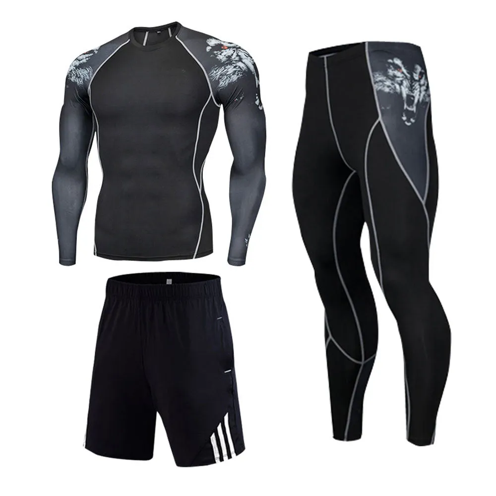 Lone Wolf 2 Long Sleeve No Gi BJJ Compression Rash Guard, Leggings & Shorts for Jiu Jitsu, MMA, Grappling & Wrestling Kit