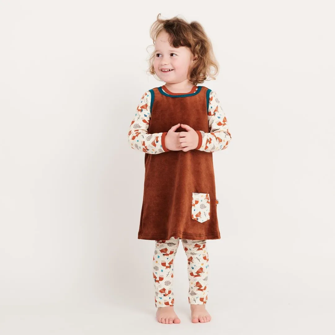 Long-sleeve baby top "Fox & Hedgehog/Rust"