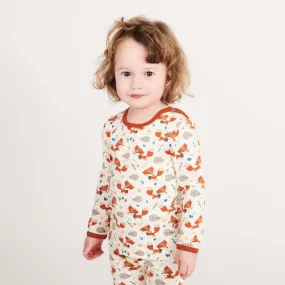 Long-sleeve baby top "Fox & Hedgehog/Rust"