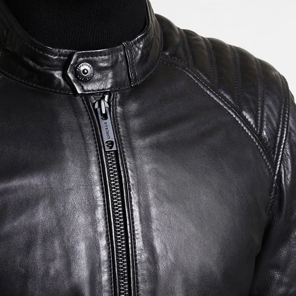 Men's Cafe Racer Leather Jacket - Jackson