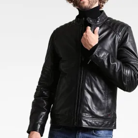 Men's Cafe Racer Leather Jacket - Jackson