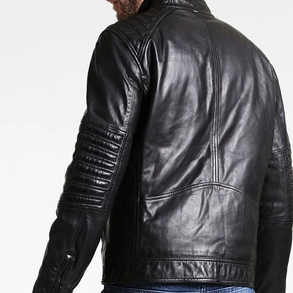 Men's Cafe Racer Leather Jacket - Jackson