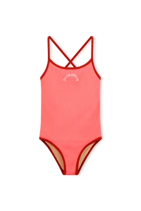 Mini Rib Logo One Piece - Coral