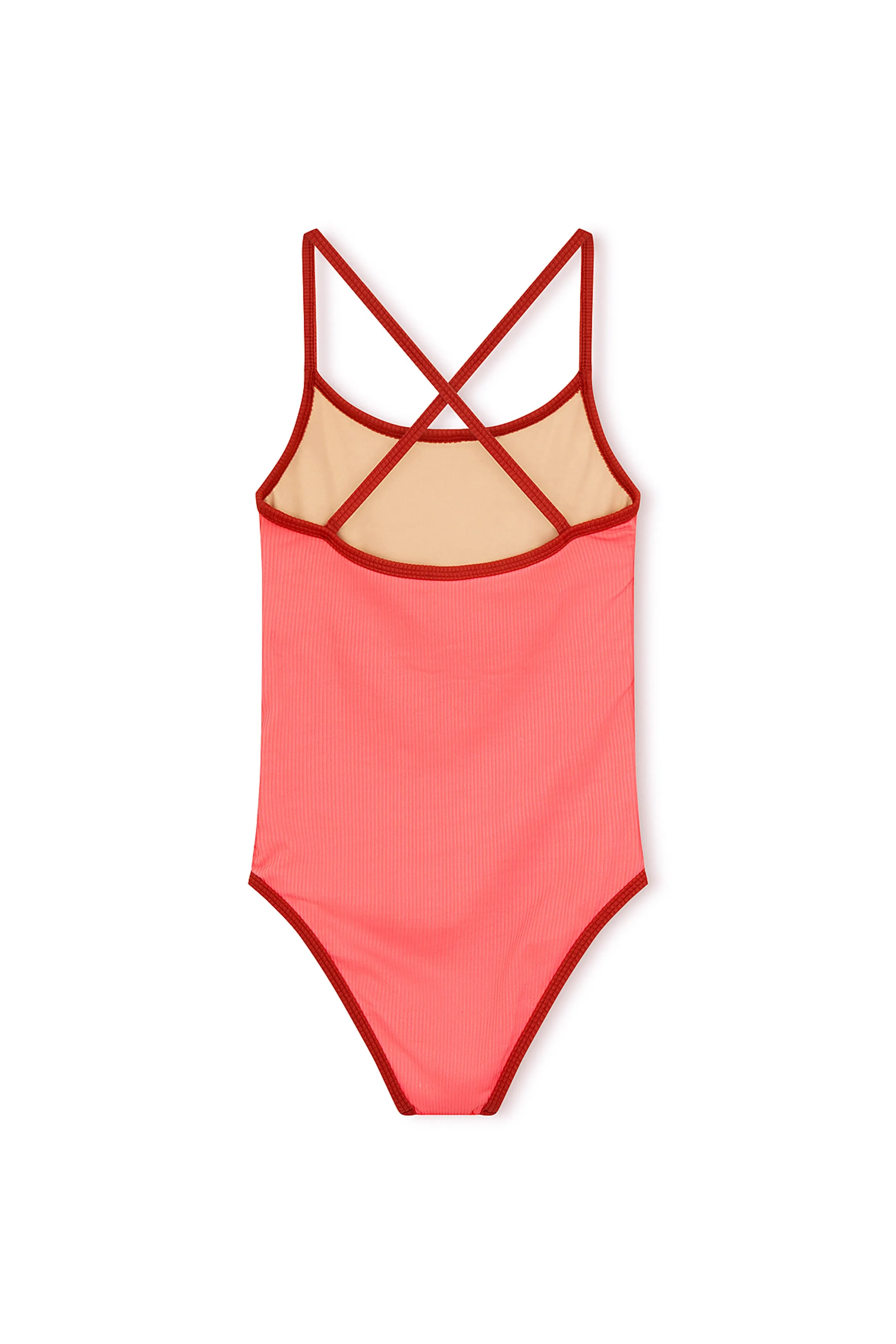 Mini Rib Logo One Piece - Coral