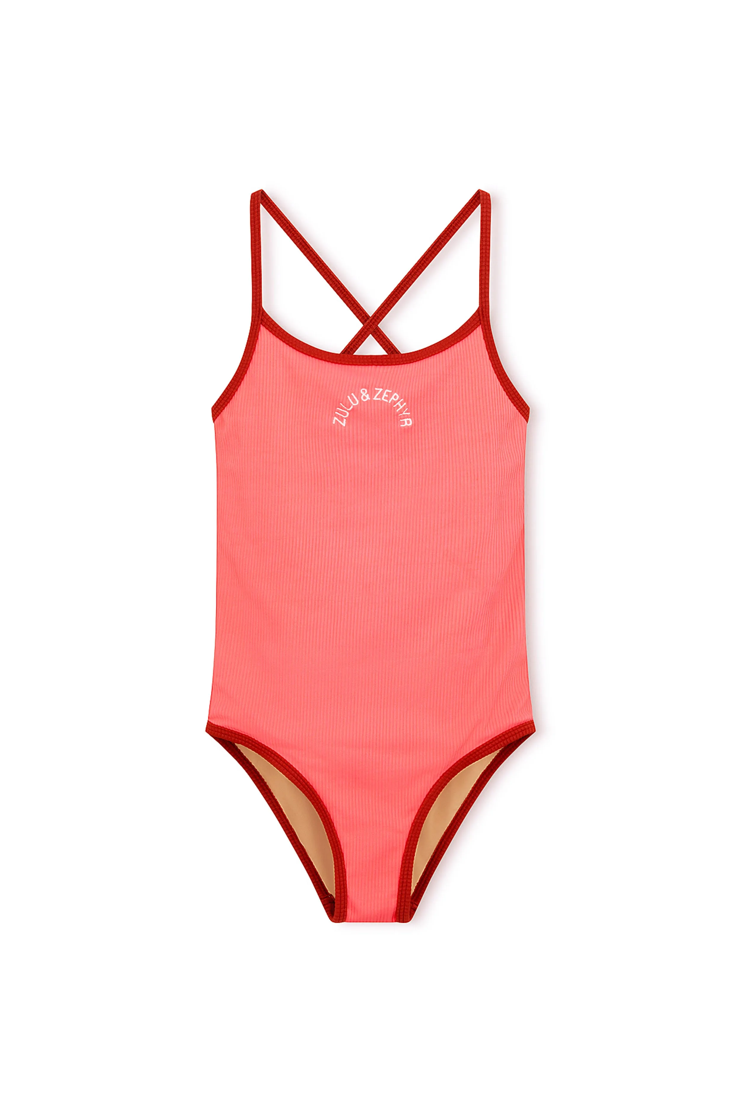 Mini Rib Logo One Piece - Coral