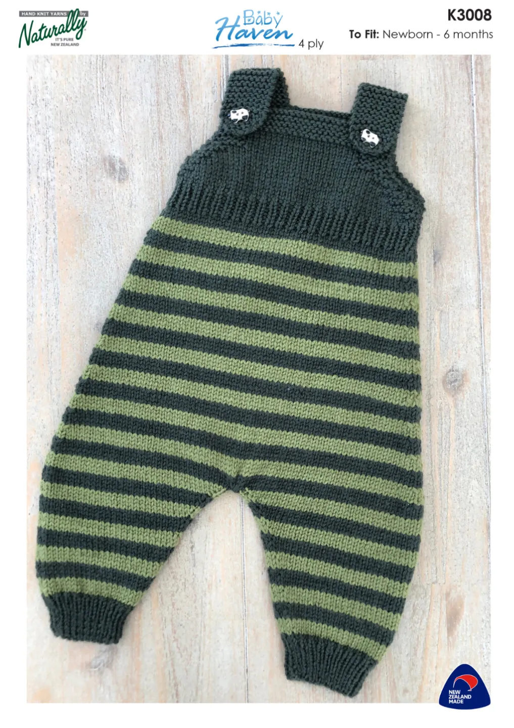 Naturally Baby Haven Overalls 4ply Knitting Pattern #K3008