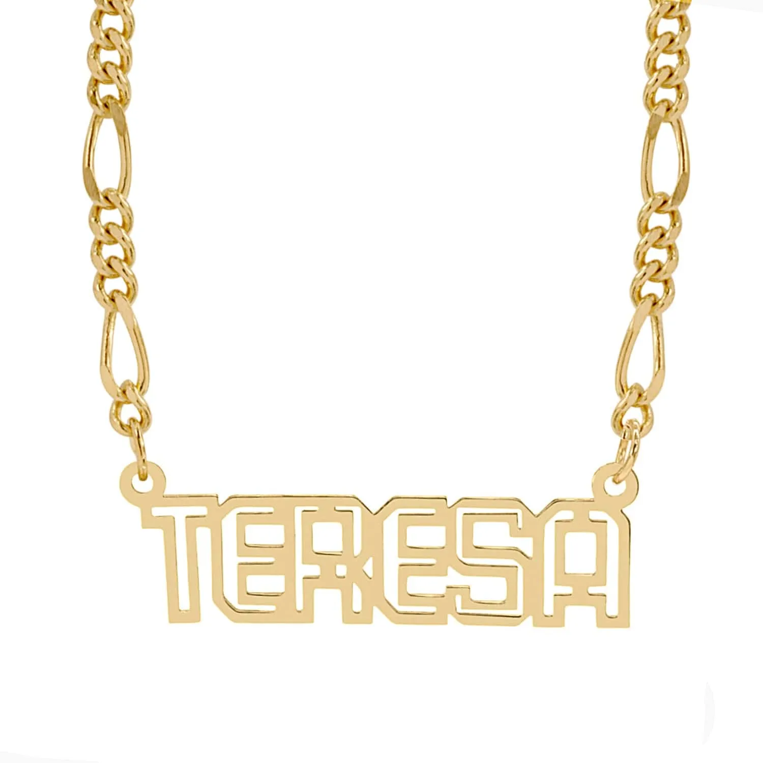 Personalized Outline Block Nameplate Necklace