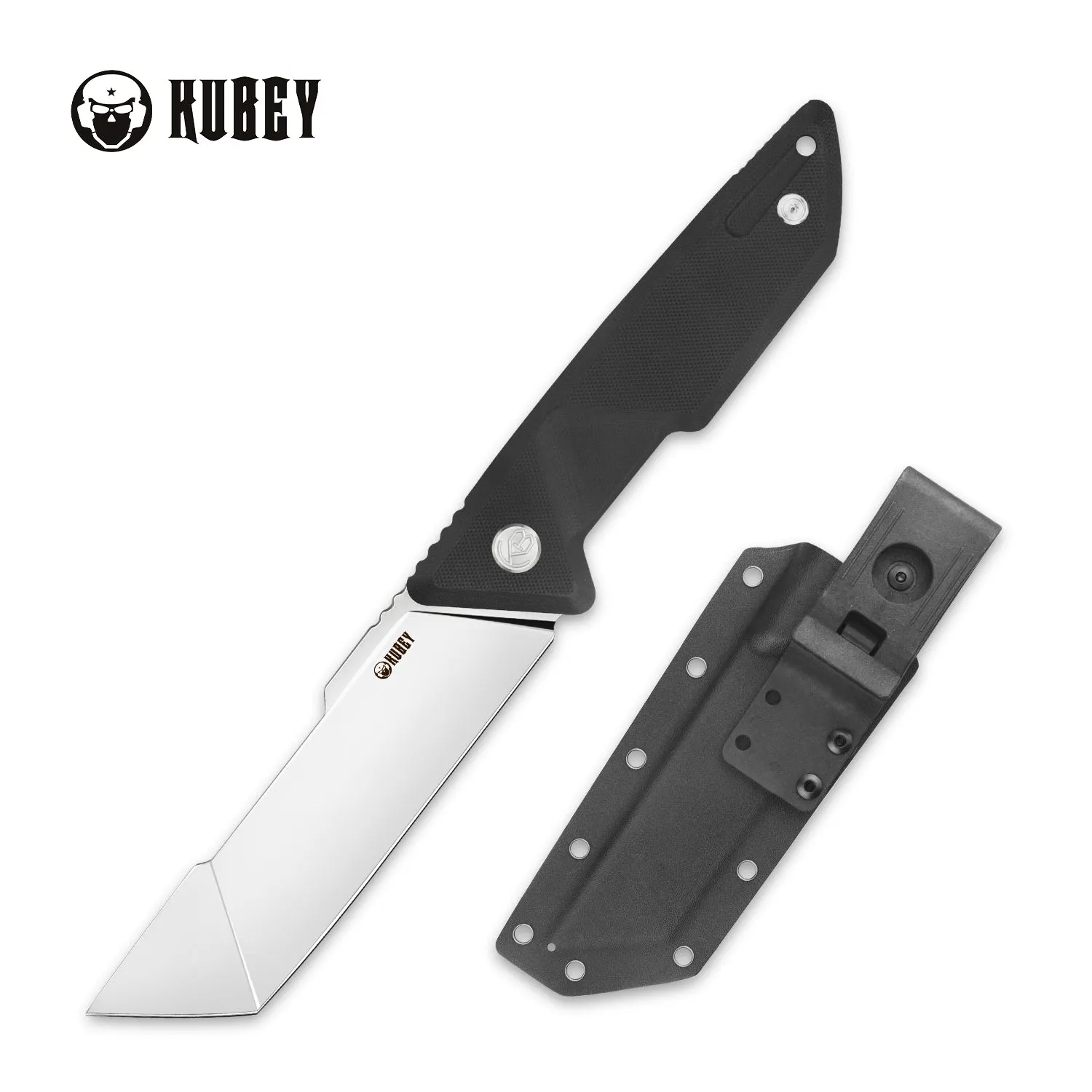 Razor Full Tang Fixed Blade Knife Black G10 Handle  (5.12 Mirrored D2)KB270A