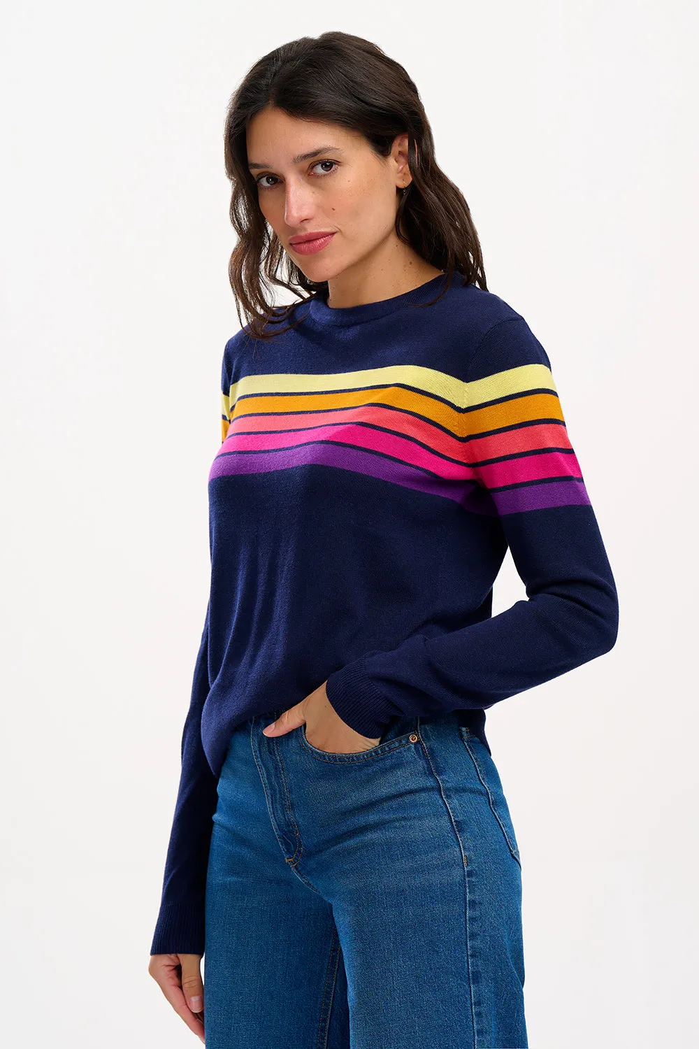 Rita Jumper - Navy, Retro Stripes