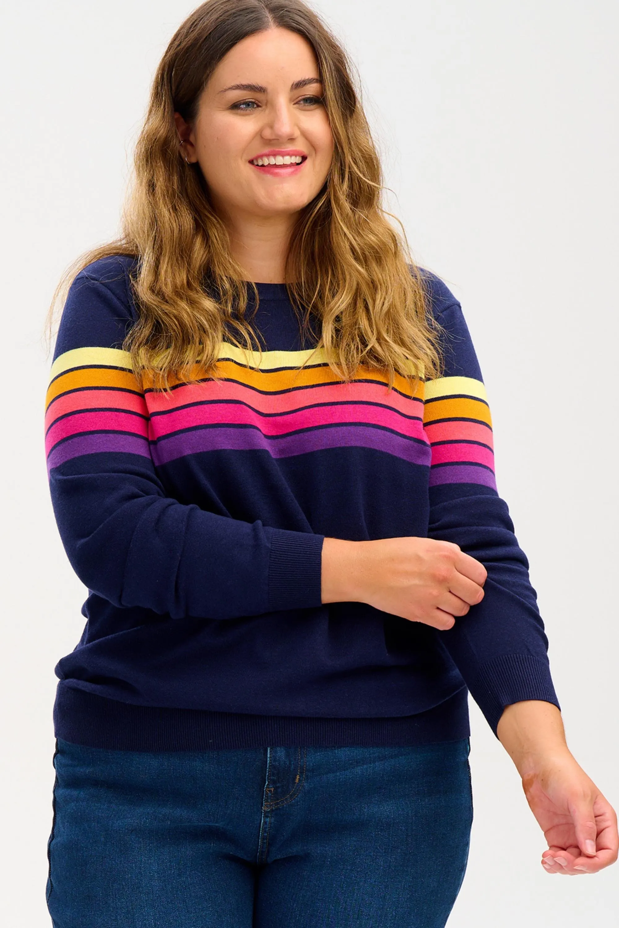 Rita Jumper - Navy, Retro Stripes