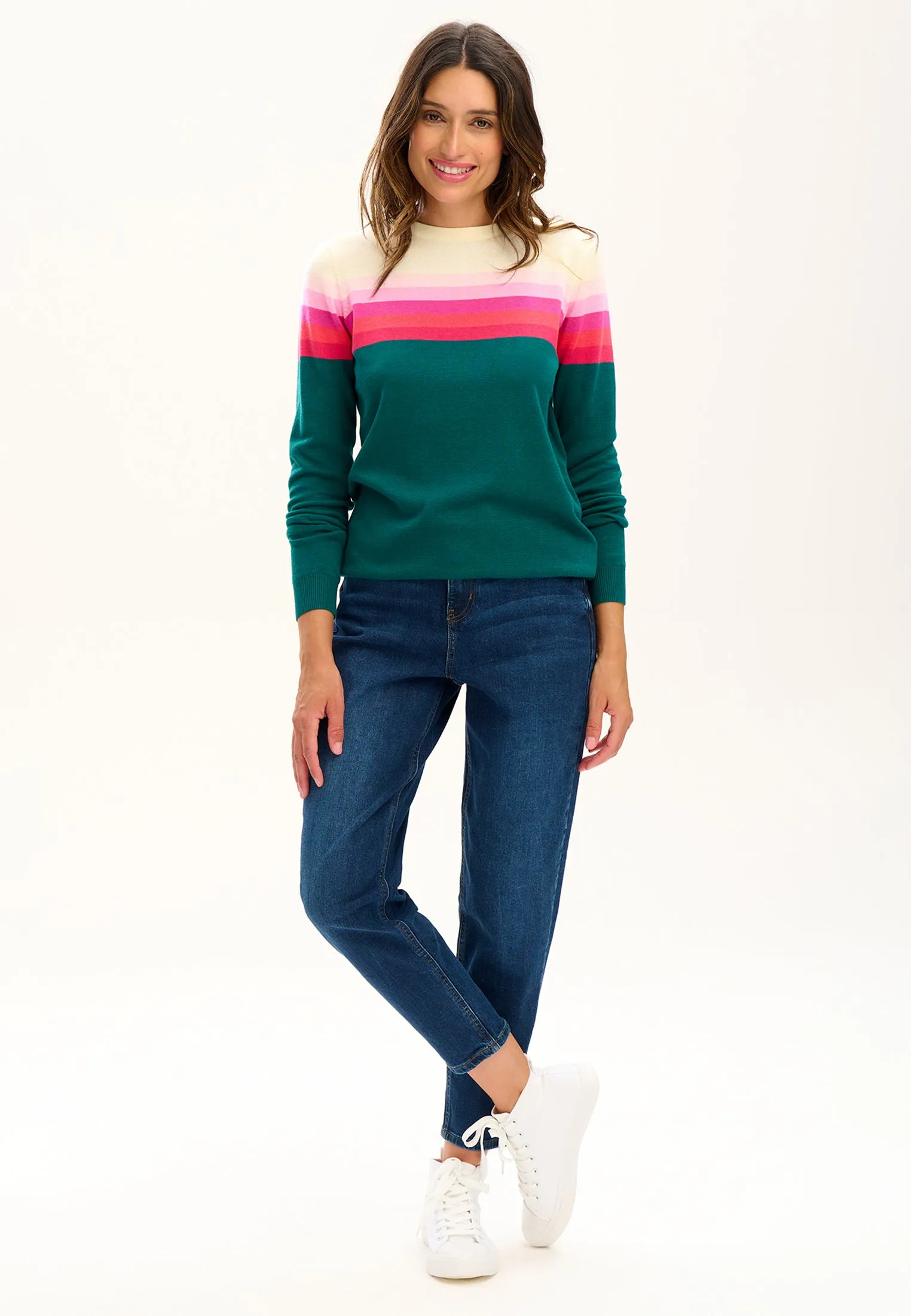 Rita Jumper - Teal, Gradient Stripes